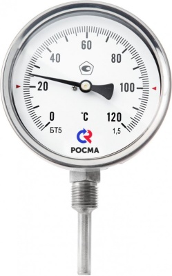 Термометр биметаллический 120°C БТ-52.220.0 G 1/2",100мм,L=100мм, радиал, АВЕРС ГК