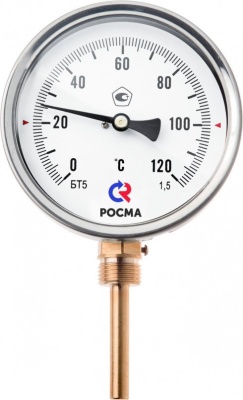 Термометр биметаллический 120°C БТ-52.211.0 G 1/2" 100мм L=64мм кл.1,5,снизу, АВЕРС ГК